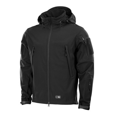 M-Tac Soft Shell jaka vējizturīga, ūdensizturīga, ar flīsu, Melna
