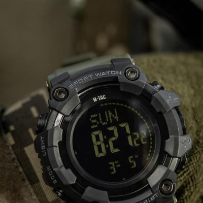 M-Tac 2037 taktiskais pulkstenis kompass, hronometrs, Army Olive