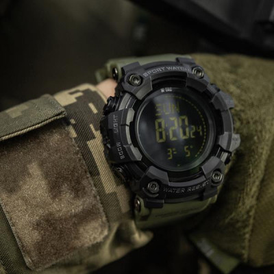 M-Tac 2037 taktiskais pulkstenis kompass, hronometrs, Army Olive