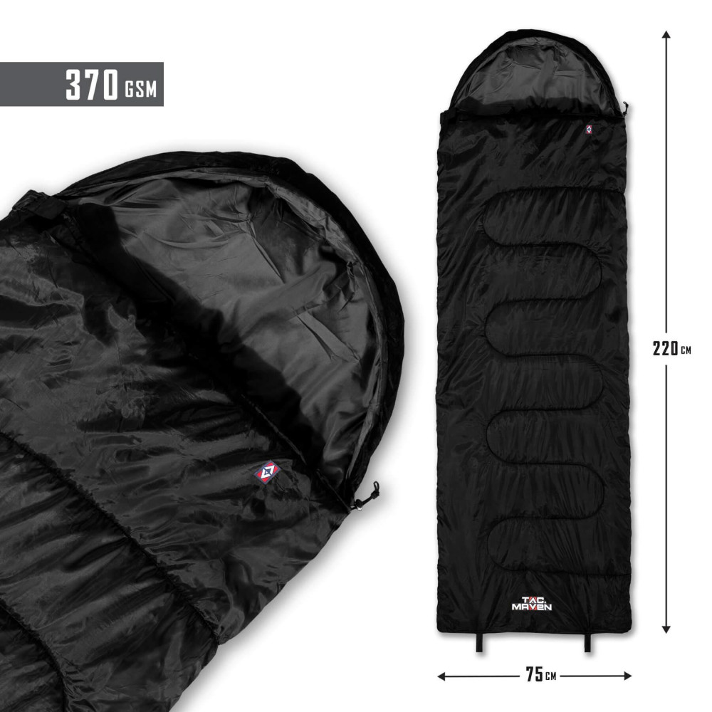 Tac Maven Major 370 g/m² guļammaiss vēsākām naktīm, Melna