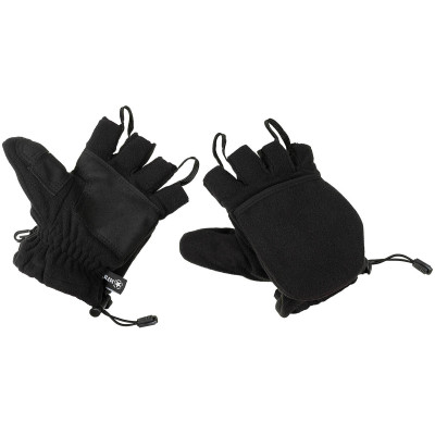 MFH Fleece Gloves with Pull Loops Flīsa cimdi, Melna